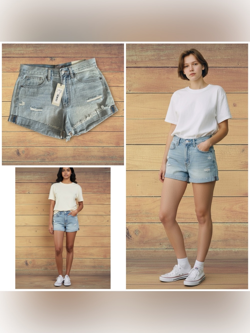 Just USA x Stitch Fix Cuffed Micro Shorts Distressed High-Rise Denim Shorts, M